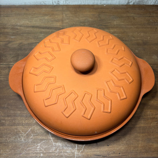Vintage PIC Terracotta Clay Round Casserole Dish