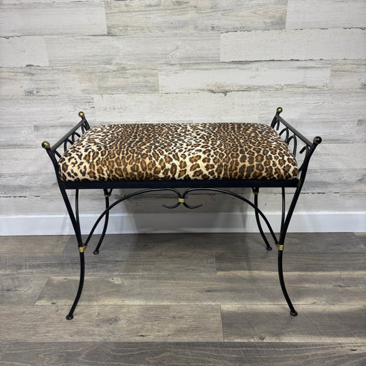 Leopard Print Small Bench/ Vanity Chair