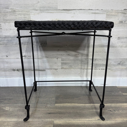 Small Black Wicker End Table