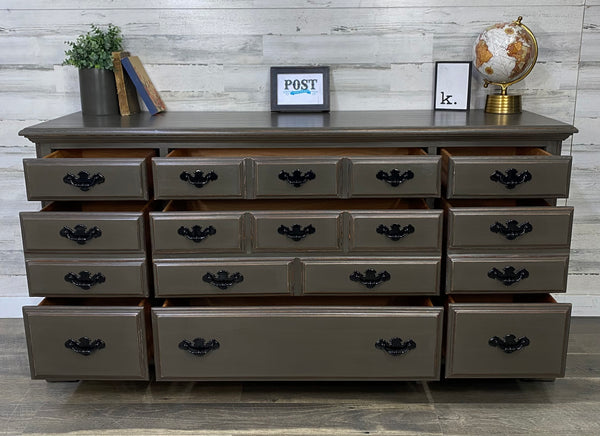 Gray/ Brown 9 Drawer Dresser