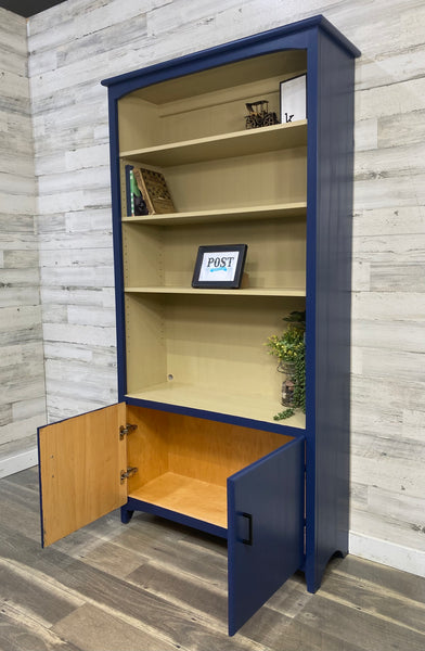 Navy Blue Bookshelf Cabinet