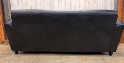 Black Faux Leather Modern Sofa