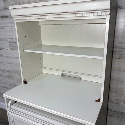 White Secretary Desk with Hutch China Hutch