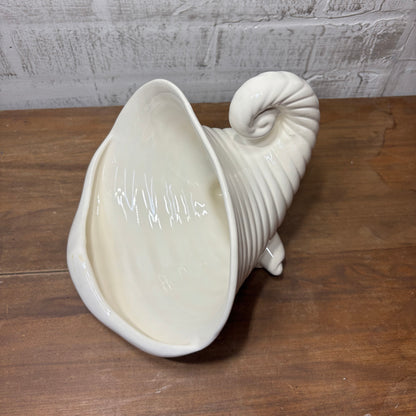 White Ceramic Cornucopia Decor