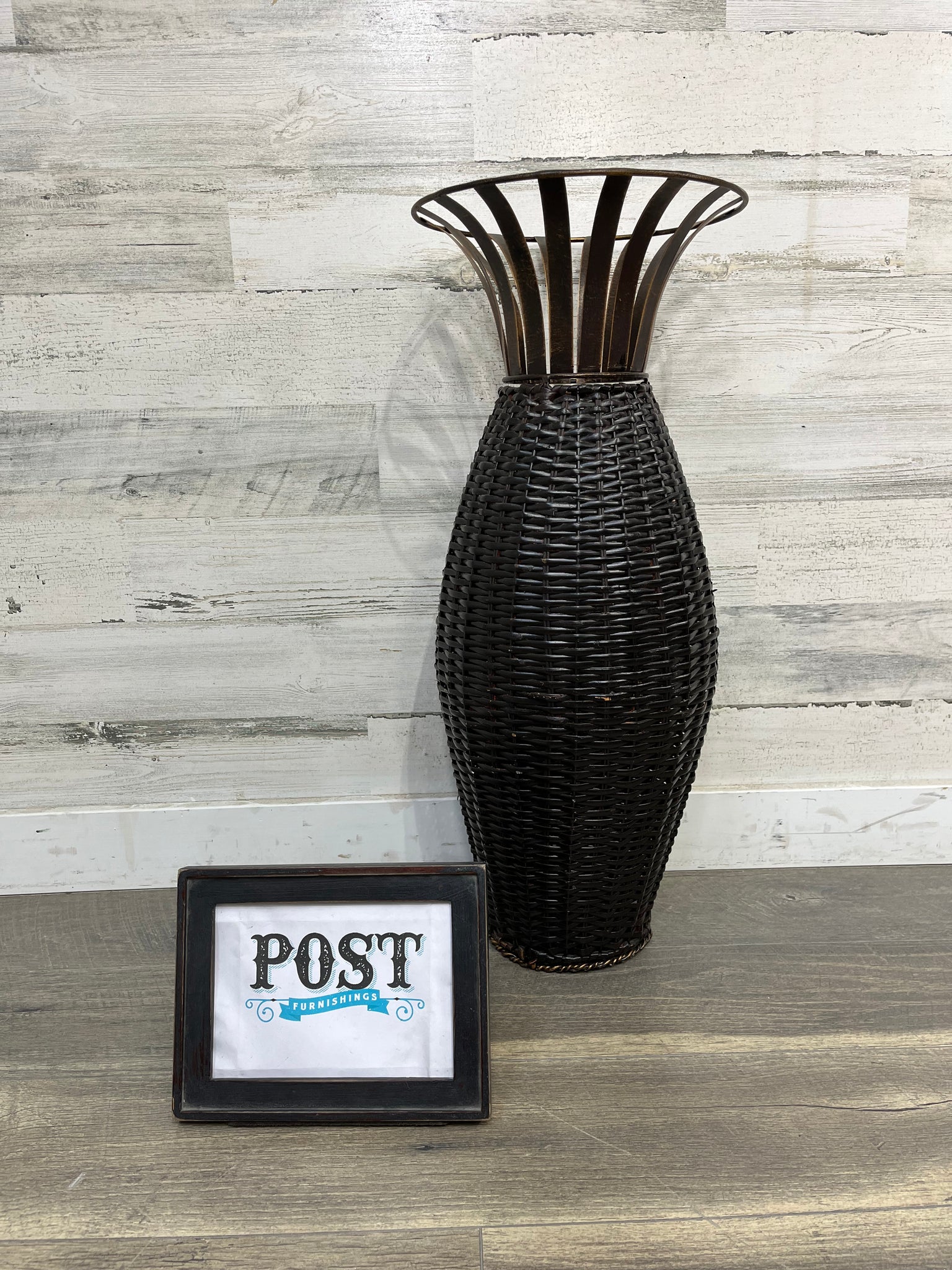 Woven Wicker Metal Decorative Vase