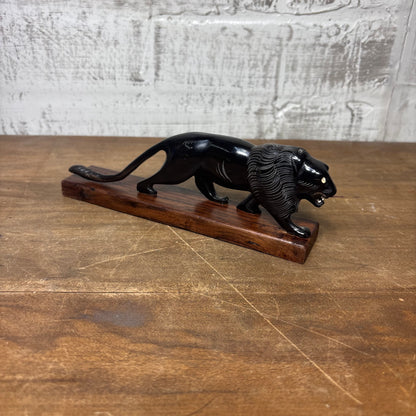 Vintage Hand Carved Lion Figurine