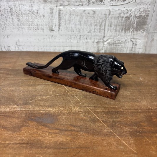 Vintage Hand Carved Lion Figurine
