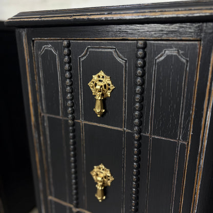 Set Of 2 Antique Black Nightstands