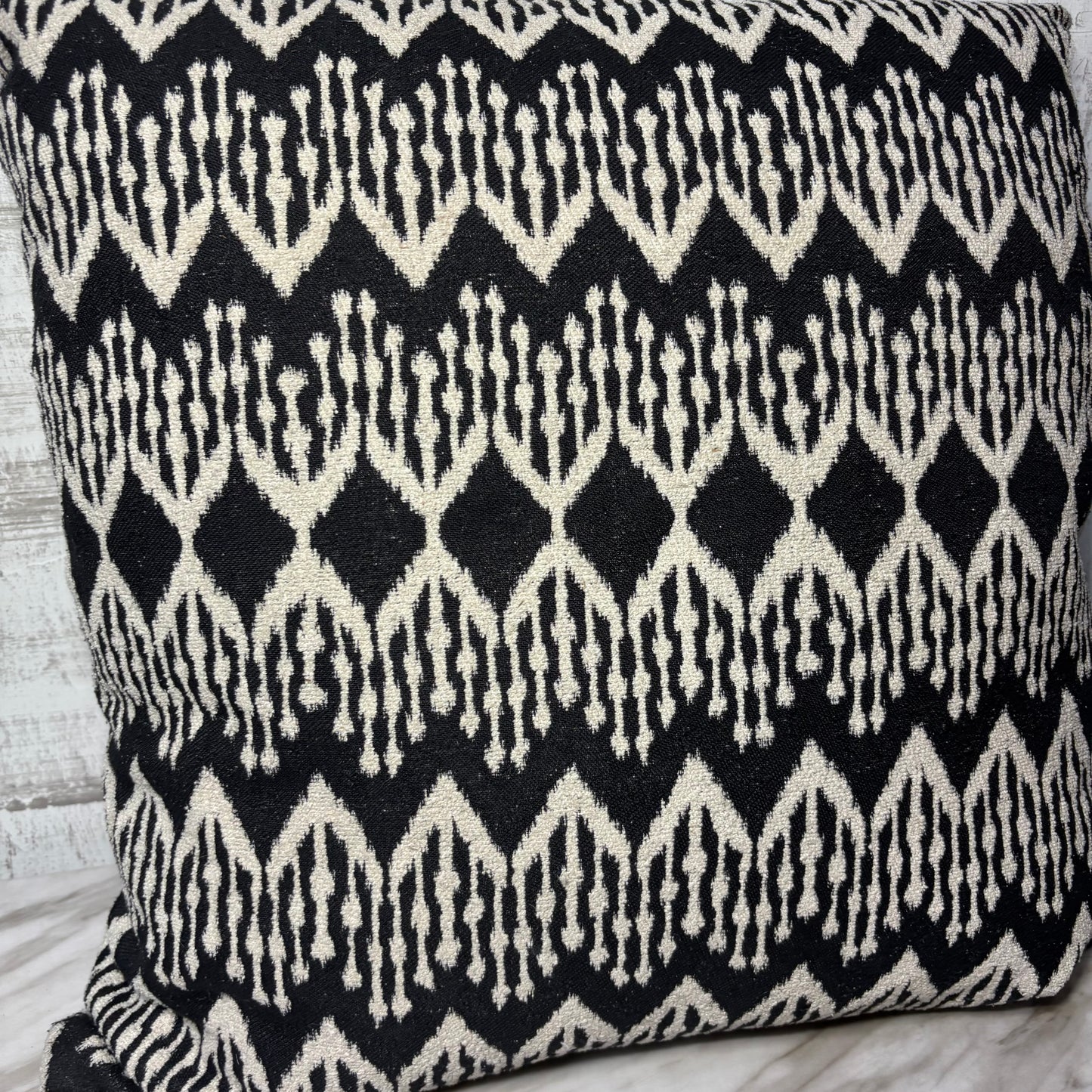 Black And Ivory Geometric Decorative Pillow