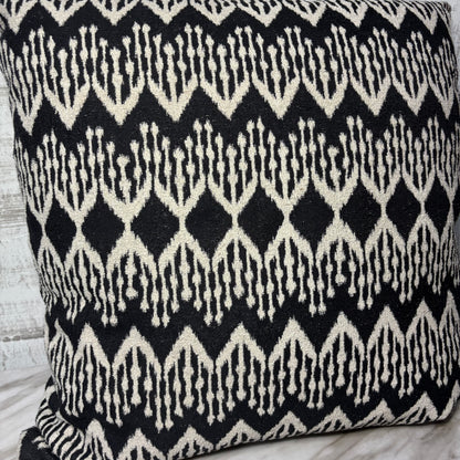Black And Ivory Geometric Decorative Pillow