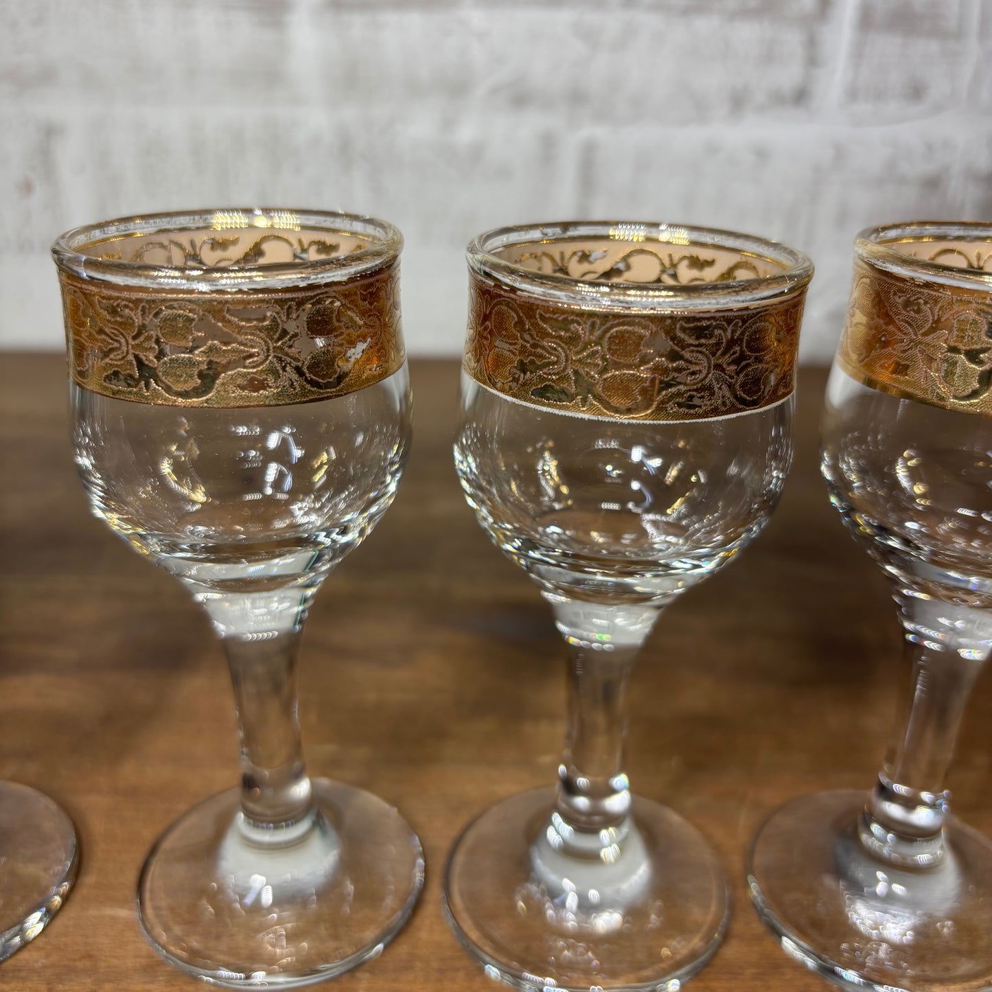 Cristalleria Fratelli Fumo Gold Rim Small Wine Glasses Set Of 6