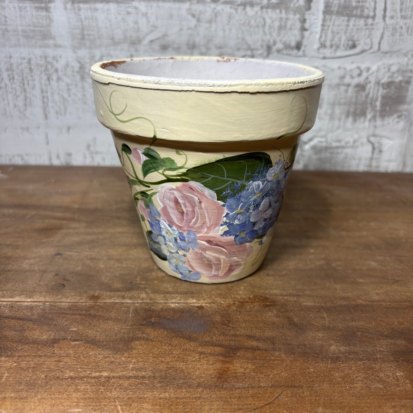 Hand-Painted Floral Pot