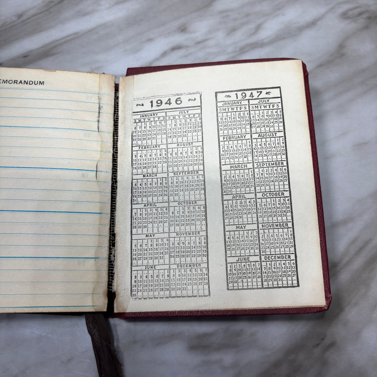 Vintage 1940s Red Five Year Diary