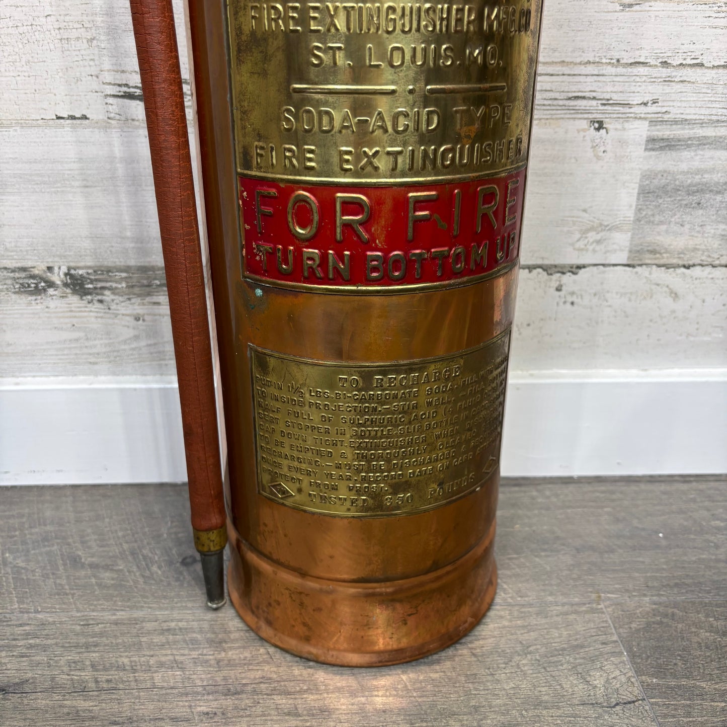 Antique Kontrol Stempel Copper Brass Fire Extinguisher
