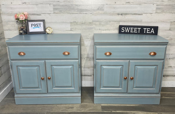 Set Of 2 XL Nightstands Blue Gray