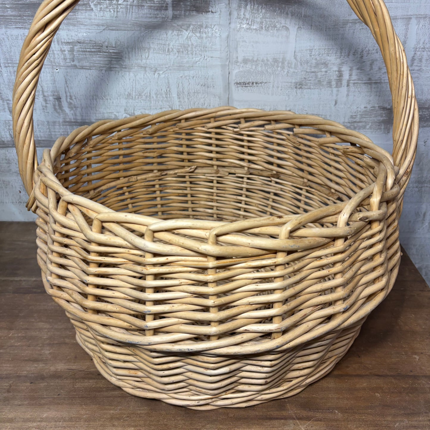 Large Vintage Wicker Single Handle Basket