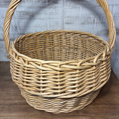 Large Vintage Wicker Single Handle Basket