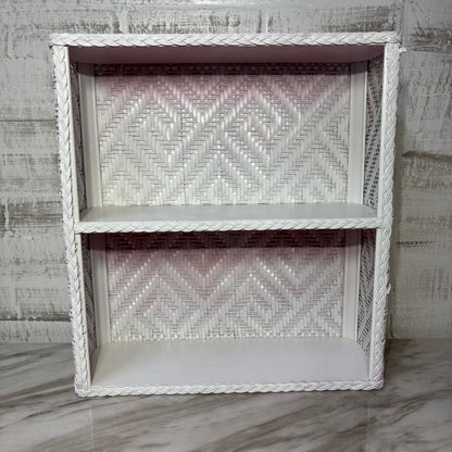 White And Pink Ombre Mid Century Wicker Shelf