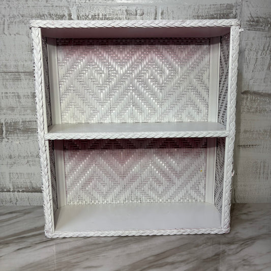 White And Pink Ombre Mid Century Wicker Shelf