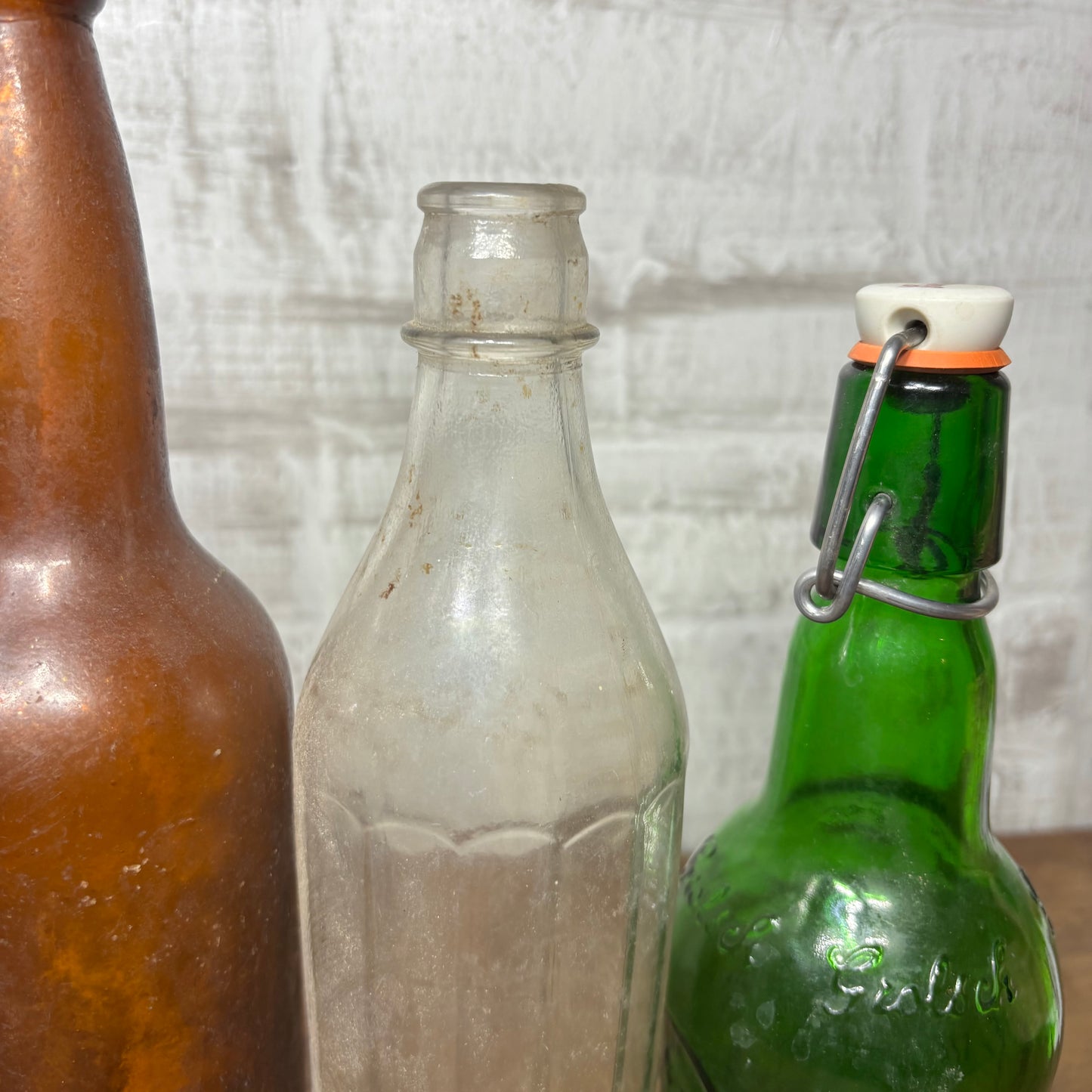 Antique Glass Bottle Set Of 3 #7