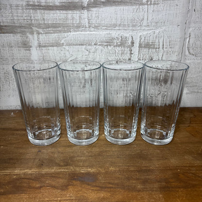Set of 4 Clear Ribbed Skinny Glasses