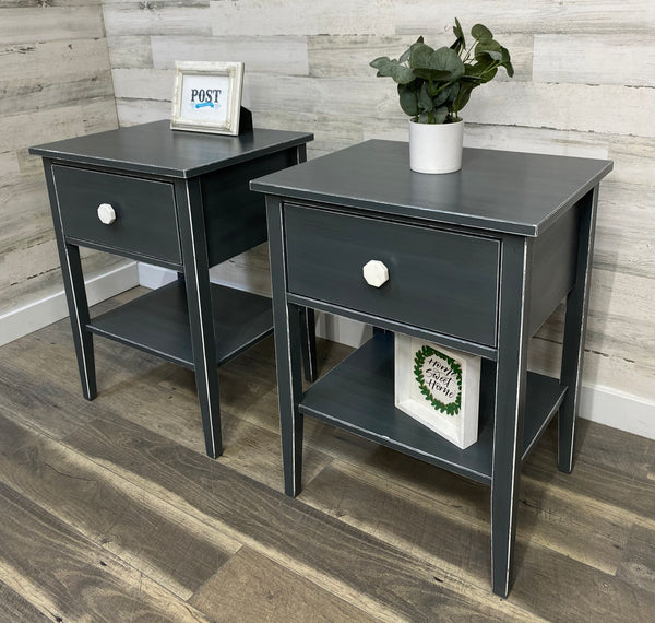 Set Of 2 Dark Gray Nightstands