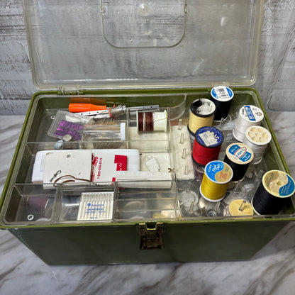 Vintage Wil-Hold Wilson Sewing Box w/ Trays & Sewing Lot