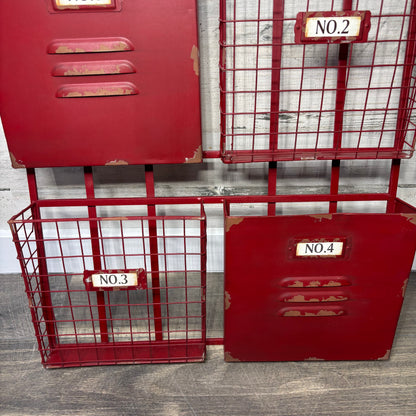 Industrial Red 4 Wall Pockets