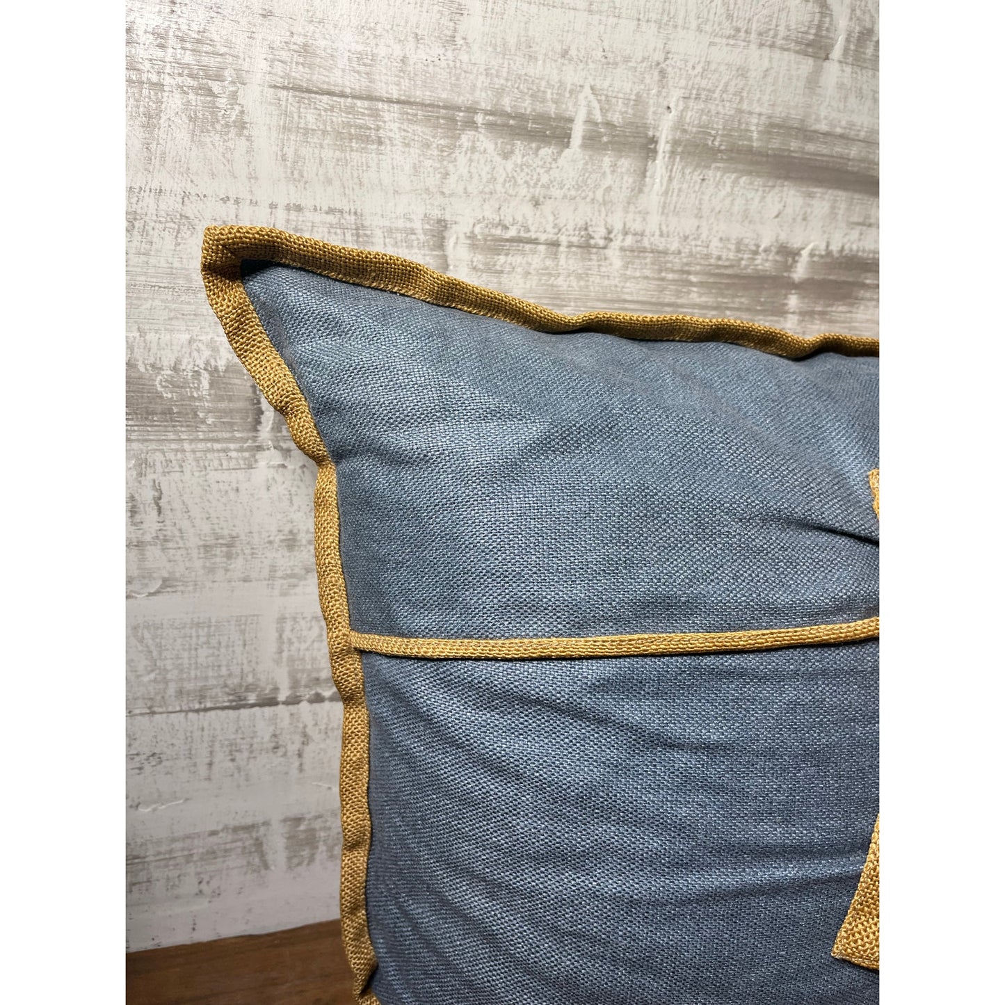 Blue And Burlap Decorative Throw Pillow