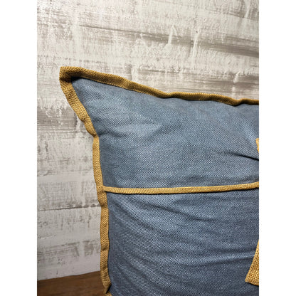 Blue And Burlap Decorative Throw Pillow
