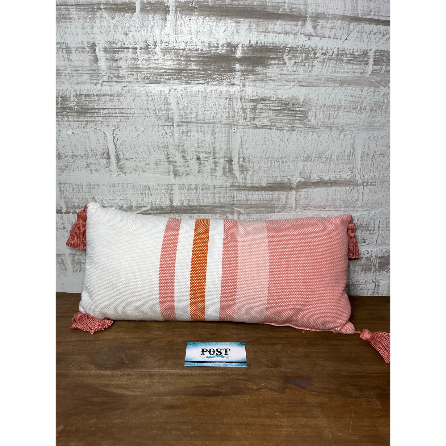 Small Lumbar Pink Striped Pillow