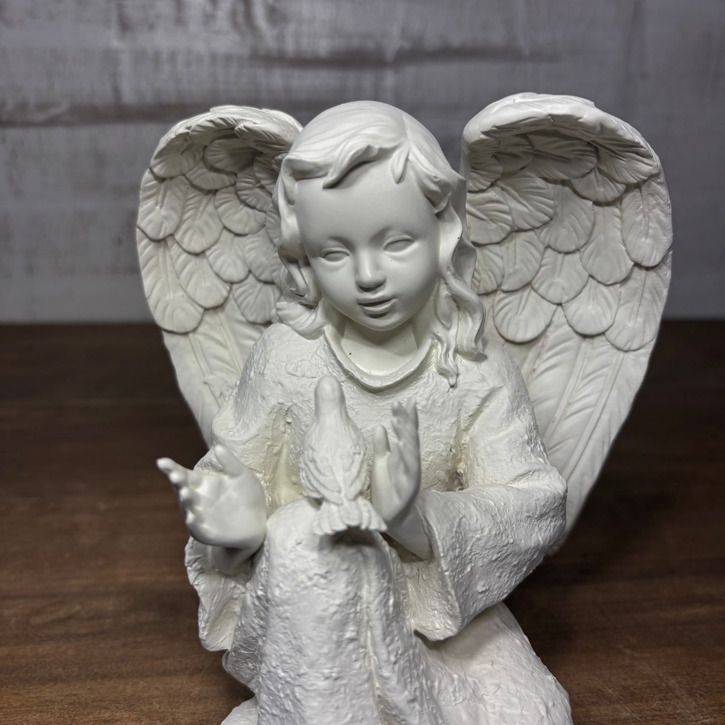 Indoor Outdoor Angel Holding A Bird Statue