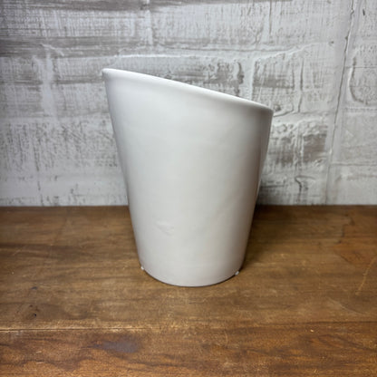 White Slanted Ceramic Pot