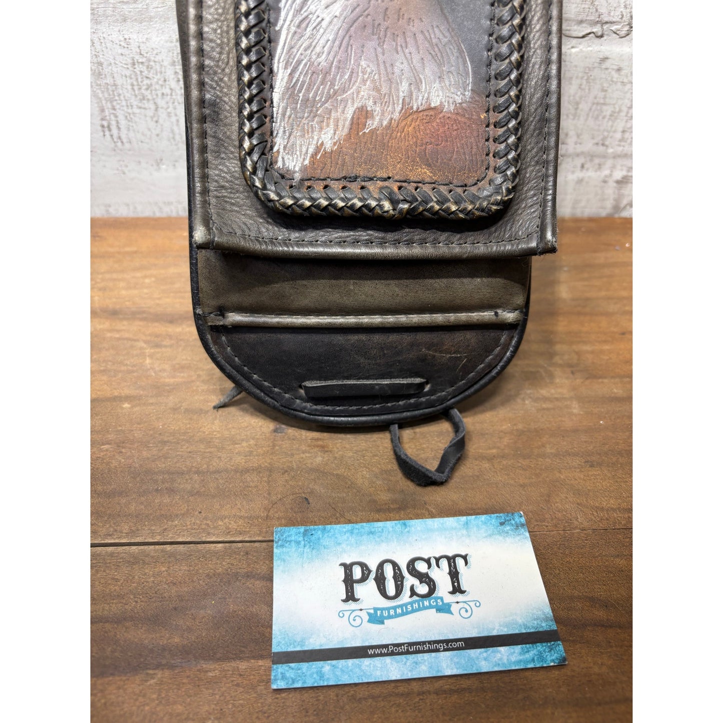 Motorcycle Fender Bib Handmade Leather w/ Eagle