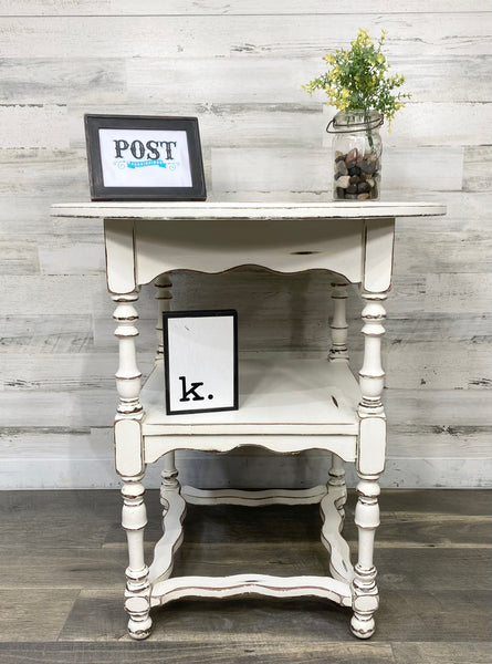 Tall White End Table/ Entryway Table