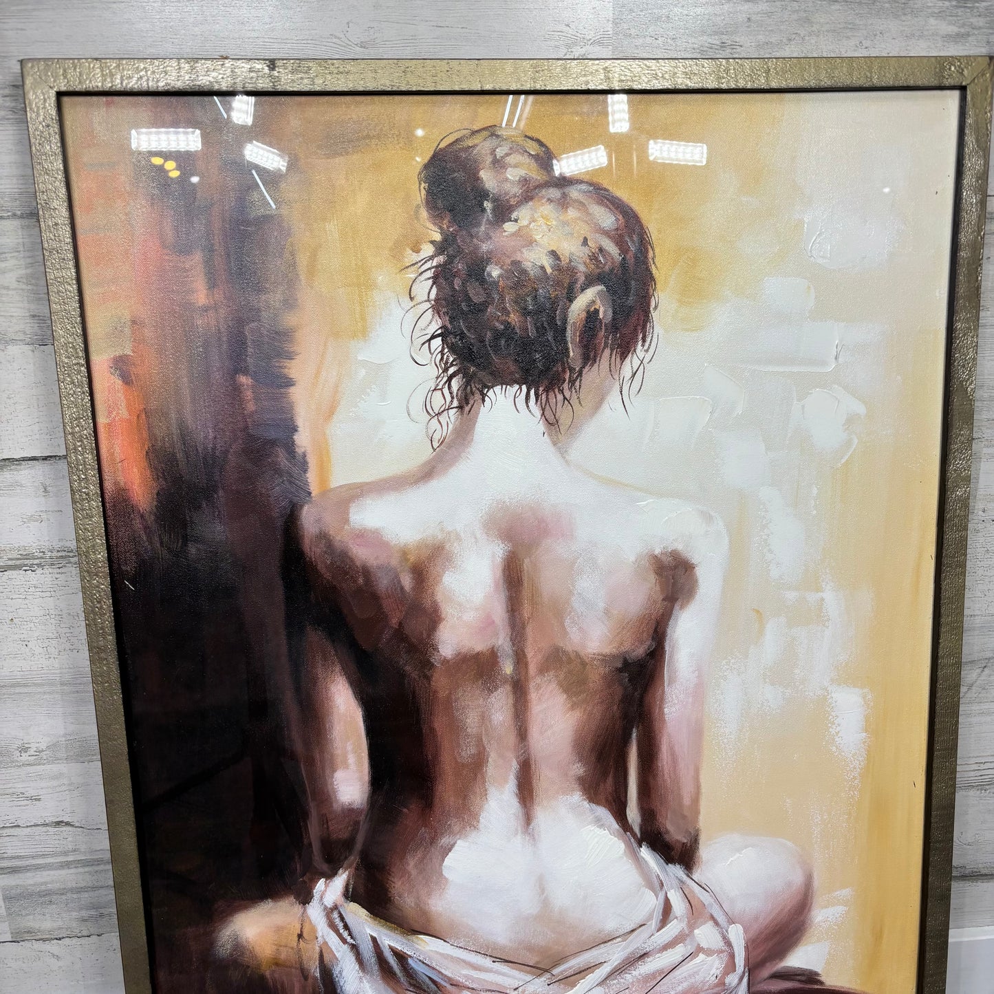 Framed Nude Woman Back Portrait Painting