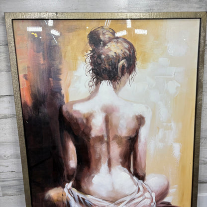 Framed Nude Woman Back Portrait Painting