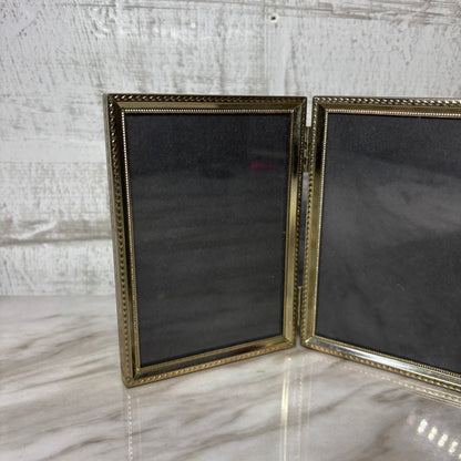 Mid Century Bi-Fold Gold Picture Frame