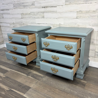 Set Of 2 Blue Gray Nightstands