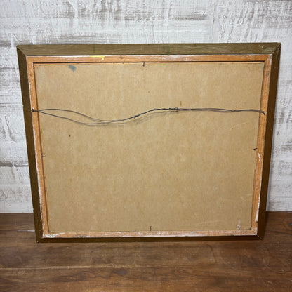 Vintage Mountain Landscape with Pines Framed Original Painting
