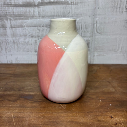 Pink And White Geometric Vase
