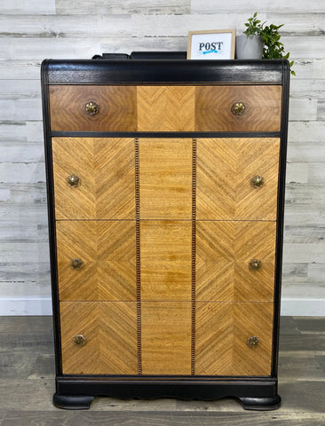 Refinished Black Waterfall Dresser