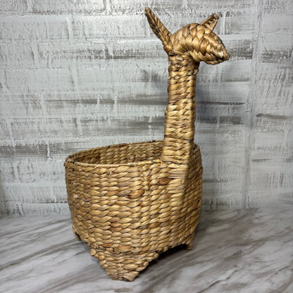 Woven Seagrass Llama Shaped Storage Basket