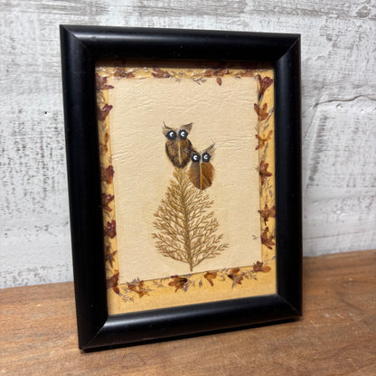 Vintage Botanical Owl Pressed Art Wall Art Print