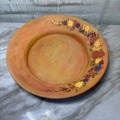 Large Fall Themed Hand Painted Metal Bowl/ Tray