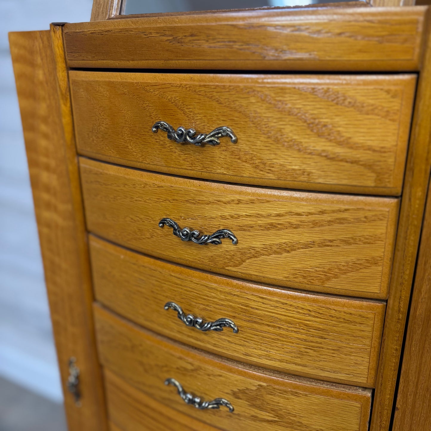 Oak Standing Jewelry Box Chest