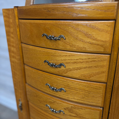 Oak Standing Jewelry Box Chest