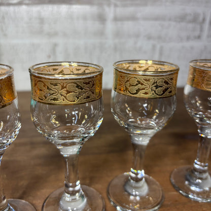 Cristalleria Fratelli Fumo Gold Rim Small Wine Glasses Set Of 6