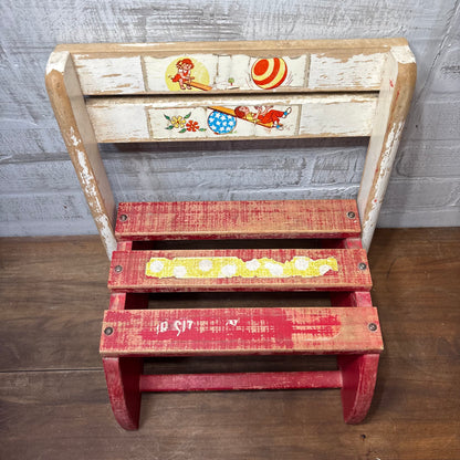Vintage Wooden Folding Step Stool/ Chair