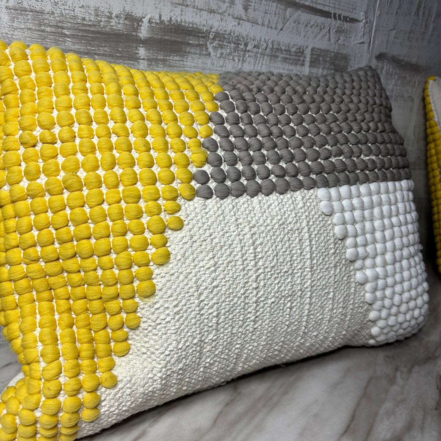 Wool Dot Geometric Pattern Textured Throw Pillow